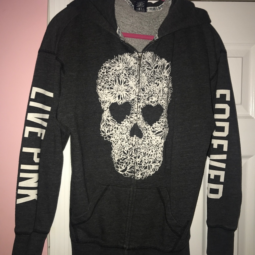 VS Pink Skull Zip-Up Sweatshirt